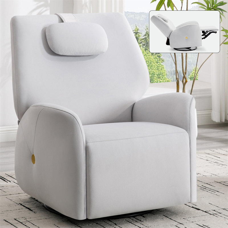 Fauteuil inclinable électrique pivotant et berçant avec coussin de soutien lombaire et cervical, degré de pivotement maximal de 270 °, mécanisme de mouvement robuste avec ports USB et Type-C