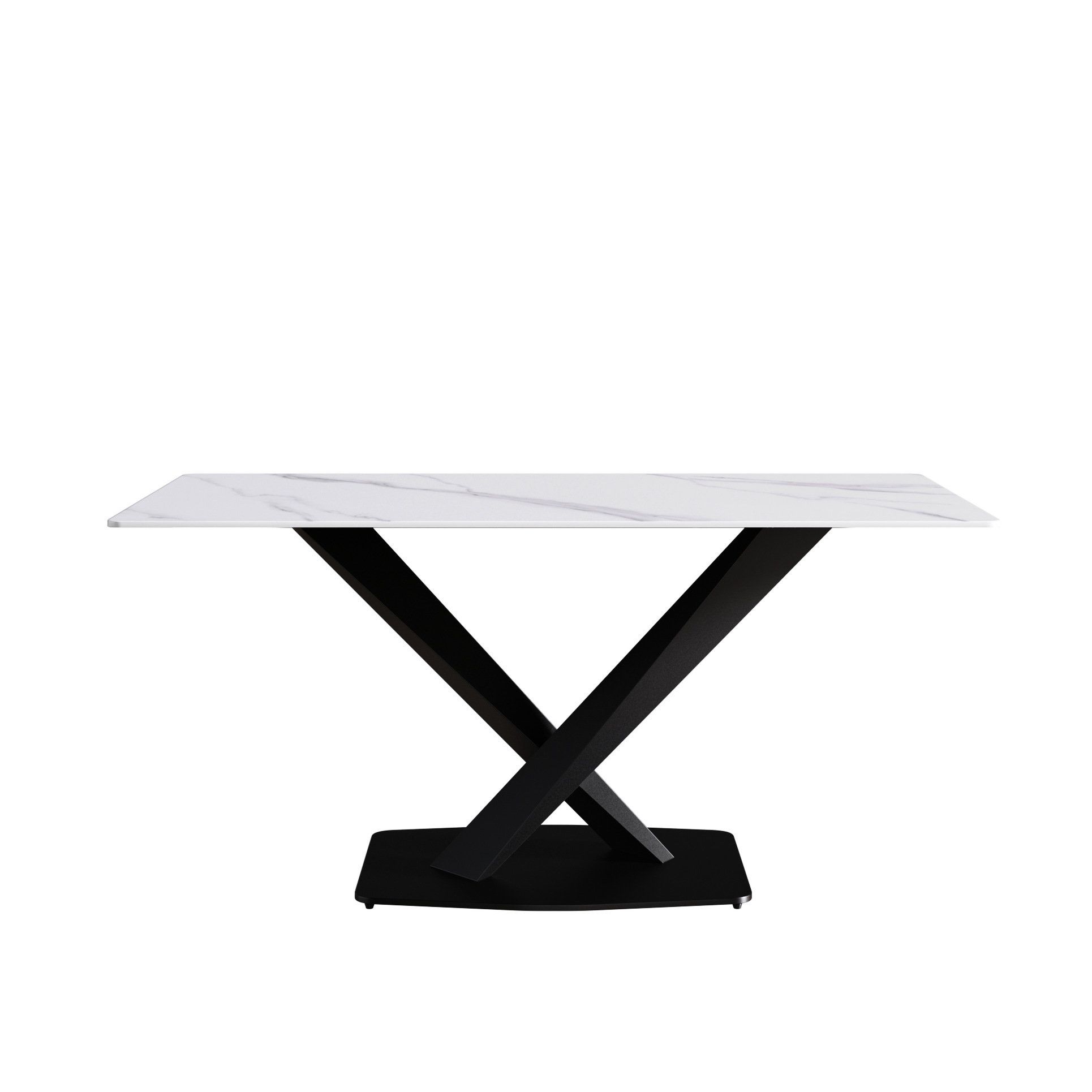 Ivy Bronx 63" Rectangular White Dining Table With 12mm Sintered Stone ...