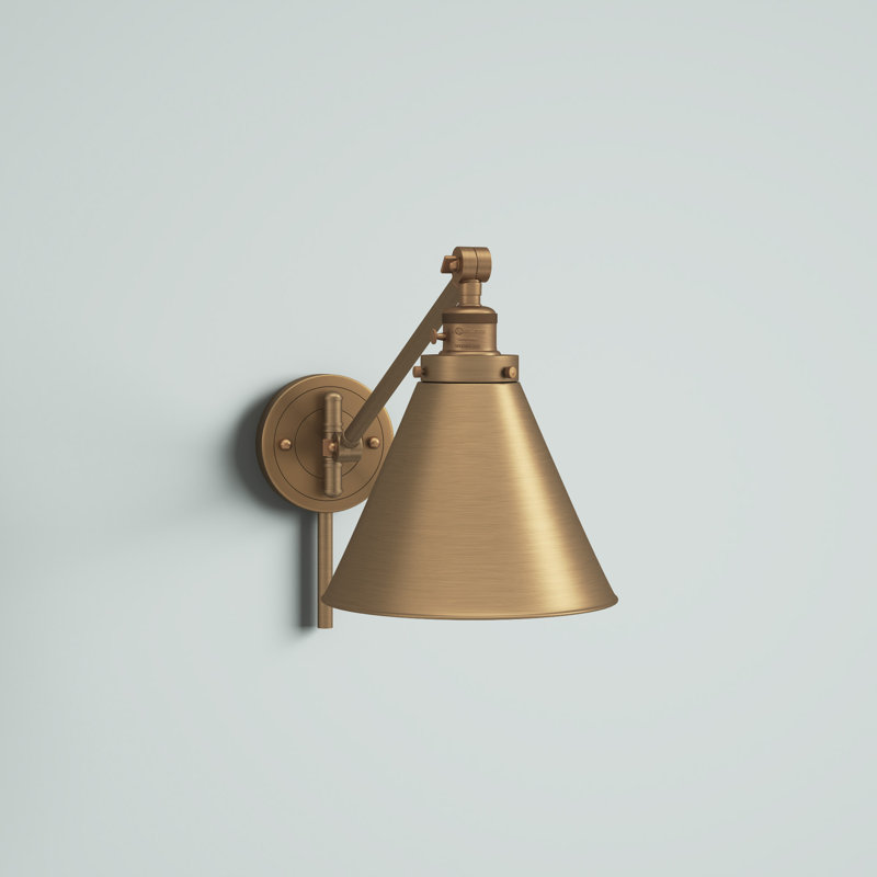Donovan Plug-in Swing Arm Sconce, Incandescent (Not included), Brushed Brass