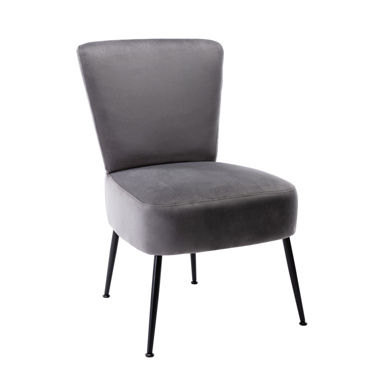 Bohn Velvet Slipper Chair, Grey