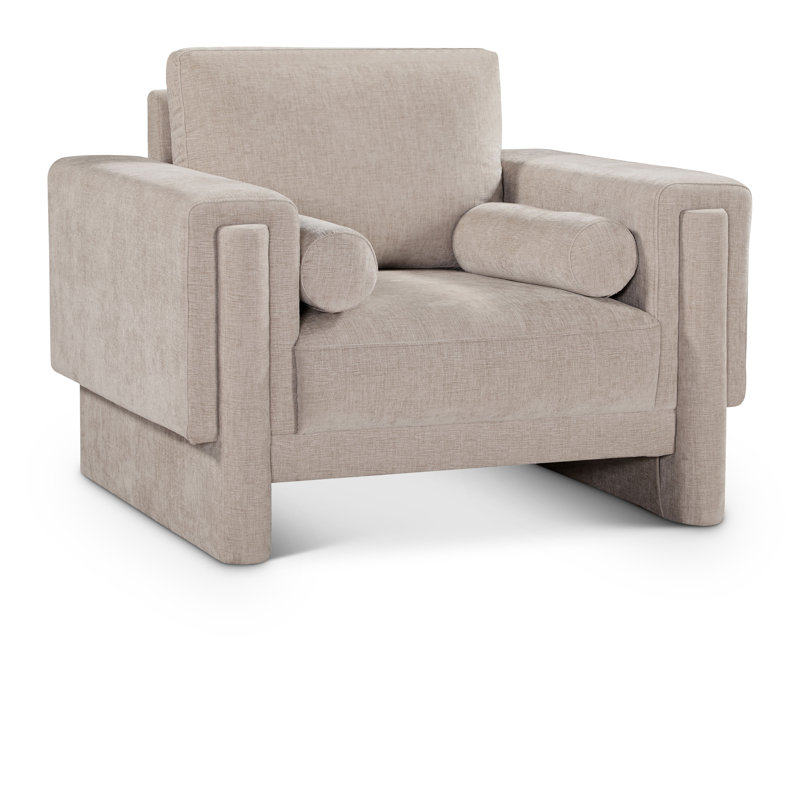 Izziah Upholstered Armchair, Beige Chenille Fabric