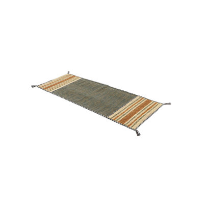 Azizi Striped Hand Woven Cotton Green Rug