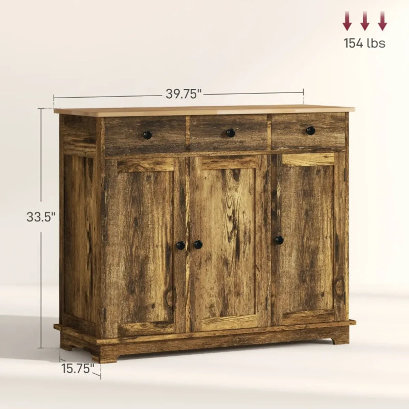 Armoire de plancher de style rustique, armoire de rangement de cuisine, armoire de rangement domestique, armoire d'appoint de couloir