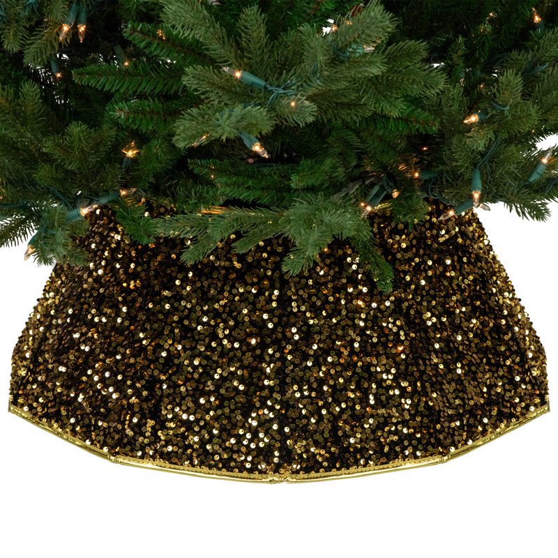 Gold Sequins Hexagonal Christmas Tree Collar with Metallic Trim