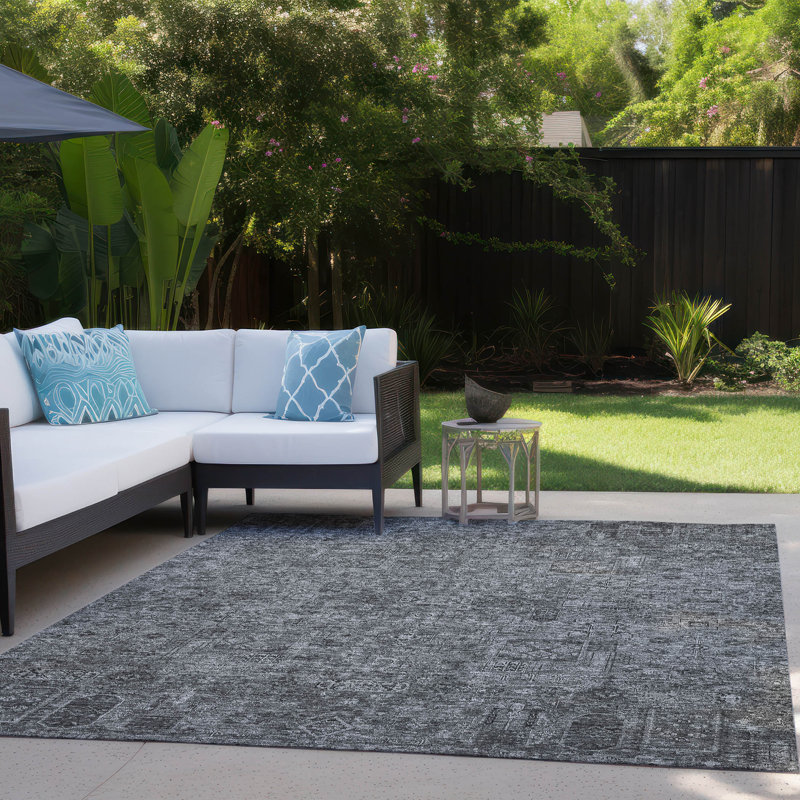 Everlee Flatweave Machine Washable Abstract Indoor / Outdoor Rug, Rectangle 8' x 10'
