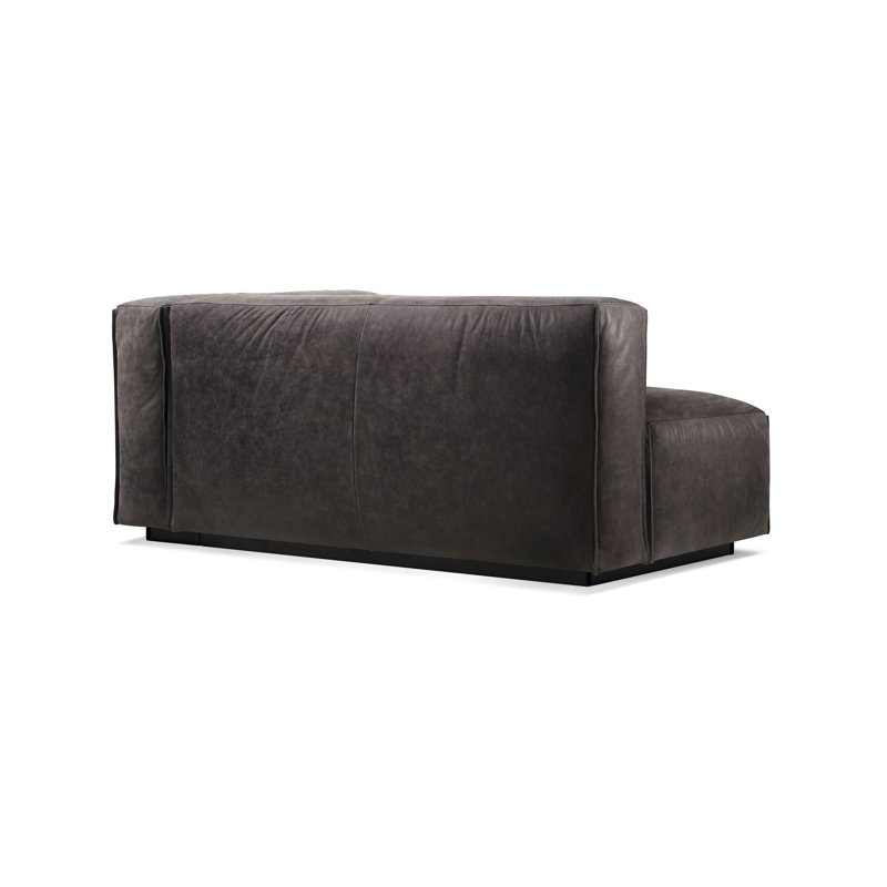 Cleon Chaise Lounge, Slate Genuine Leather, Right Hand Facing