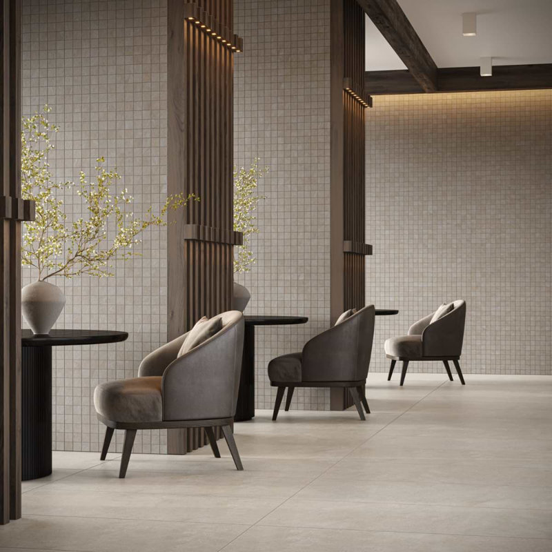 Era 24X48 Limestone Look Matte Porcelain Tile, Crema Beige