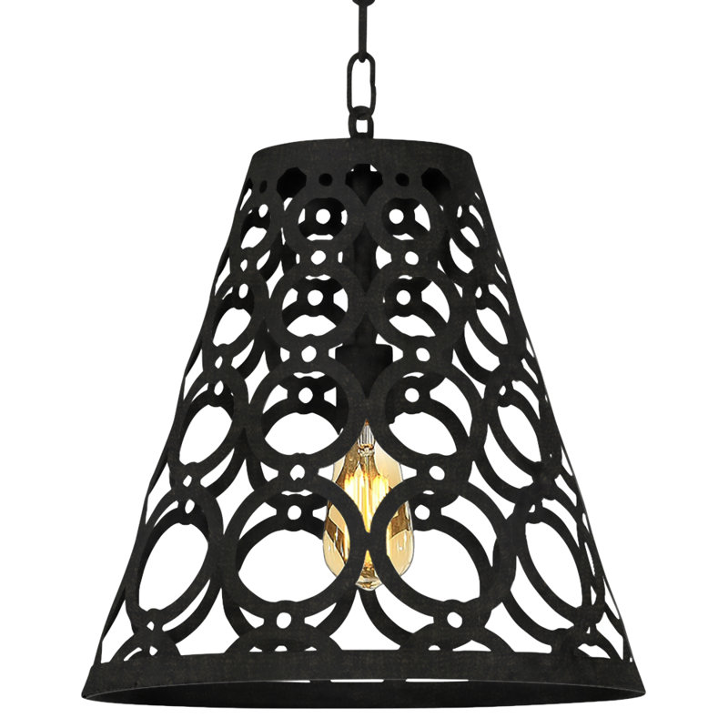 Luminaire suspendu conique à 1 lumière Ringlet, Noir antique