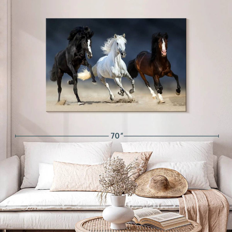 Trois chevaux ludiques Brampt, H 32 po x l 48 po