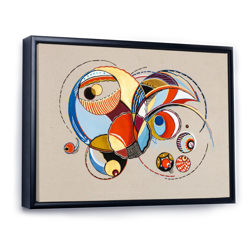 «Geometric Abstract Circles Restangles», reproduction d'art sur toile encadrée, H 8 po x l 12 po x P 1 po