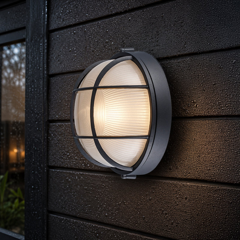 Luminaire à cloison d'extérieur Mindi, Noir, H 10 po x l 10 po