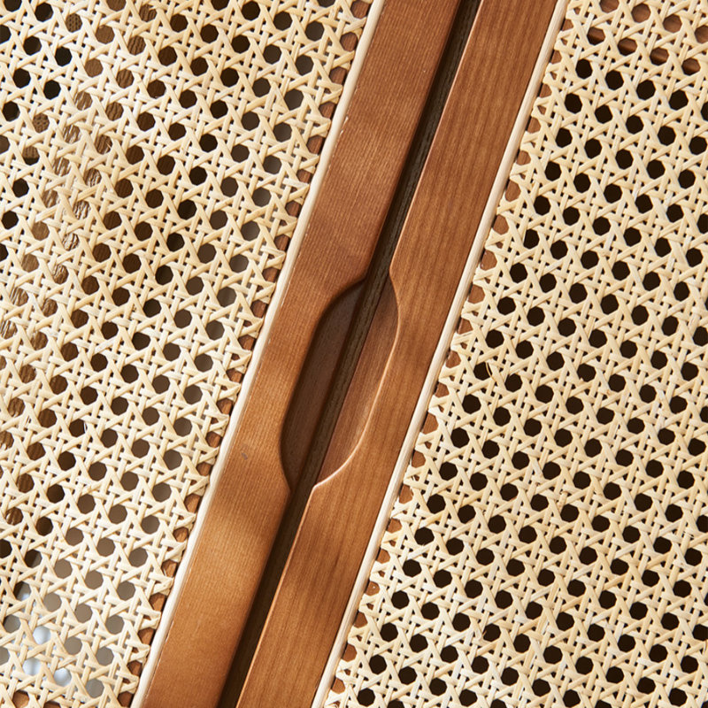 Armoire simple en rotin à trois portes, Noyer