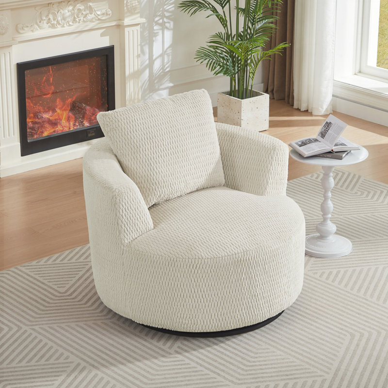 Fauteuil d'appoint pivotant à 360 ° compressible - siège moderne et confortable pour salon, bureau, appartement, Blanc