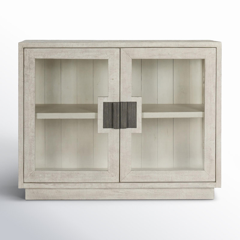 Daniella Solid Wood Accent Cabinet, White, Brass