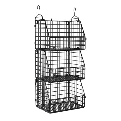 Stackable Wire Storage Baskets, Wall Mounted Wire Baskets, 3 Pieces