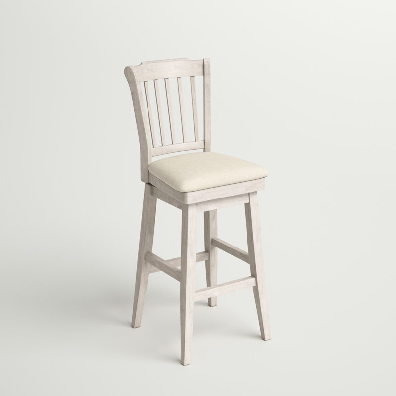 Fortville Swivel Upholstered Counter Stool, Antique White, Bar Stool (29” Seat Height)