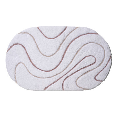 Soft Pink Swirl Oval Bath Mat, 45x72 cm