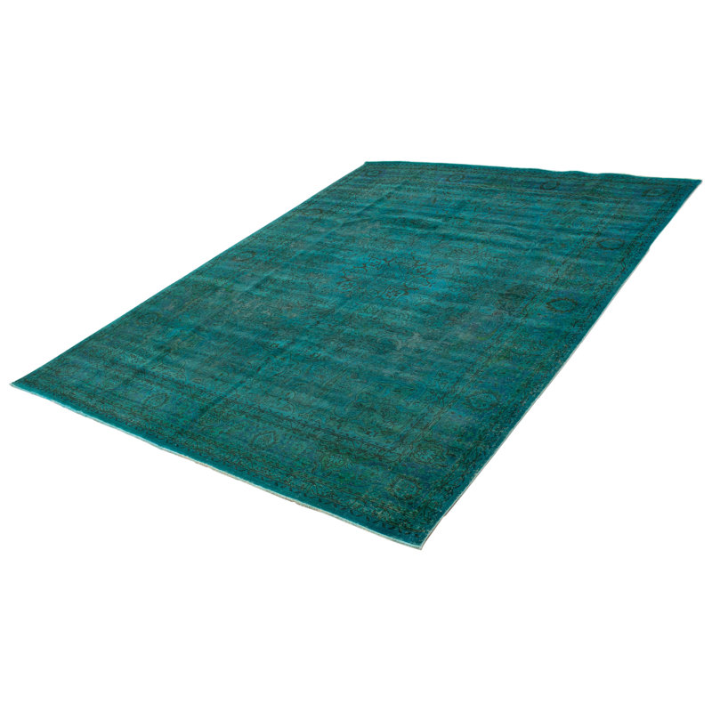 Tapis bleu sarcelle en laine 9 pi 9 po x 13 pi 1 po Koretta