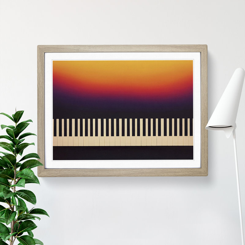 Keys of the Piano Abstract - Framed Print, 46cm H x 64cm W x 2cm D, Oak