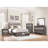 Contemporary Queen Platform Bed With Gray Upholstery, Silver Glitter Trim And Bedroom Storage Decor, Upholstered Headboard Drawers