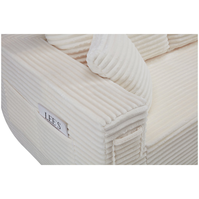 Canapé d'angle modulaire beige de 255 cm avec méridienne longue, assise profonde à ressorts ensachés, aucun assemblage requis, emballage compressé pour le salon
