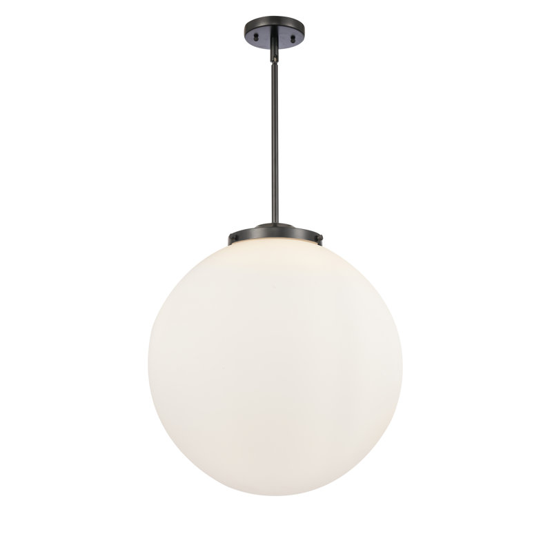 Luminaire suspendu sphère 3 lumières Frederick, H 19 po x l 18 po x P 18 po, Blanc, Noir foncé