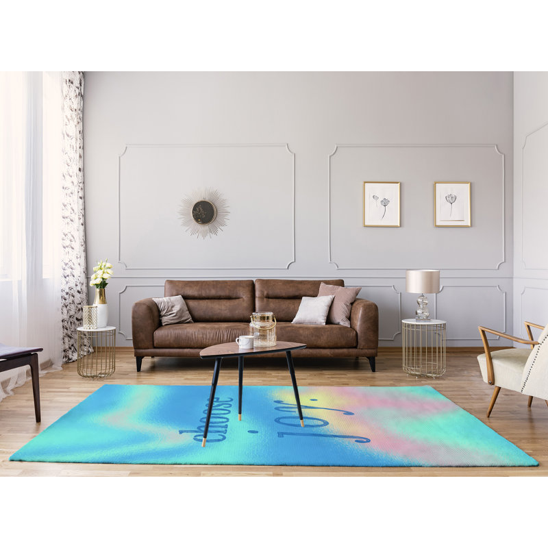 Tapis en polyester multicolore choisir une citation en poly-chenille, Rectangle 5 pi x 7 pi