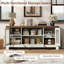 Meuble télé rustique pour téléviseur 65 pouces, centre de divertissement avec portes en acrylique et tablettes réglables, console de salon-1383498190