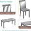 6 chaises de salle à manger rectangulaires en bois avec chaises rembourrées et banc, gris, surface de l'eau, espace design dans la chaise de bar, placage huilé, sièges en lin confortables
