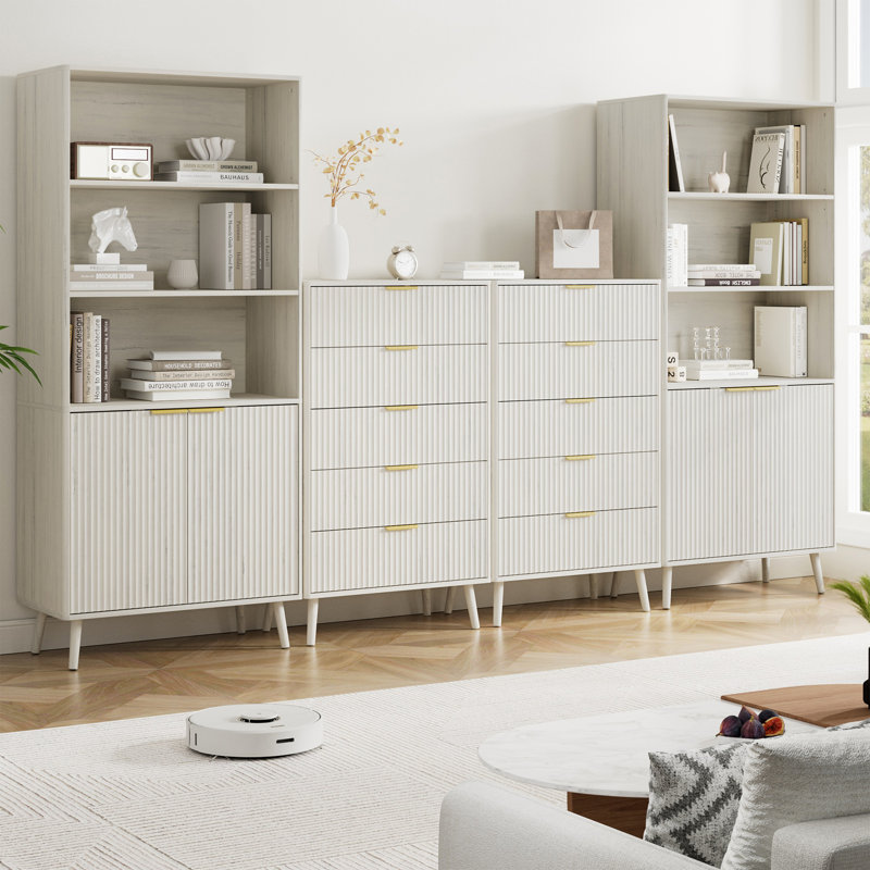 Garde-manger 71 po avec commodes, Blanc