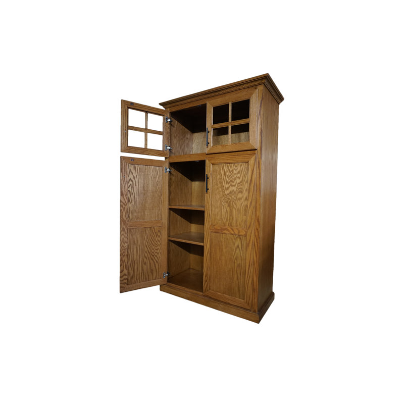 Garde-manger traditionnel en chêne massif avec rangement supérieur, Noyer