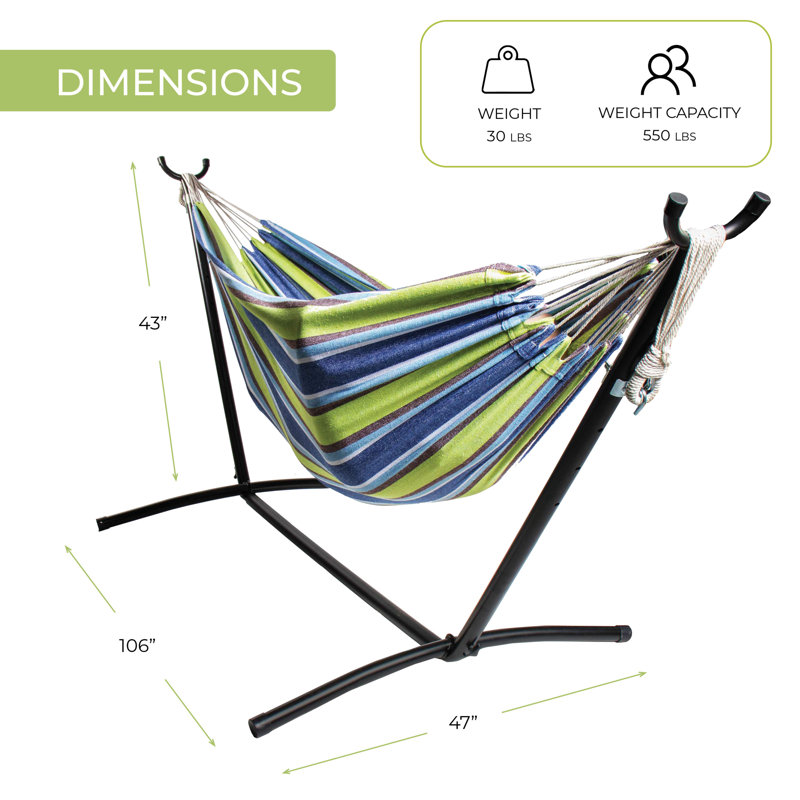 Hamac de camping double Julio avec support, Fond océanique
