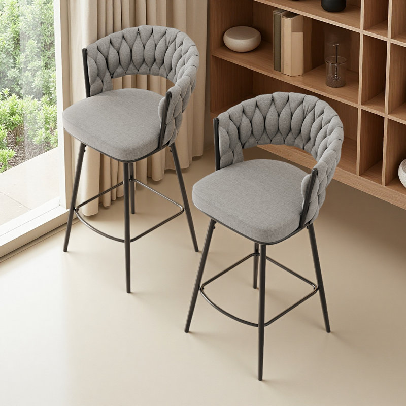 Ensemble de 2 chaises de bar pivotantes à 360 °, équipées d'un tabouret de comptoir à dossier moelleux et d'une chaise de cuisine de luxe moderne à pieds en métal