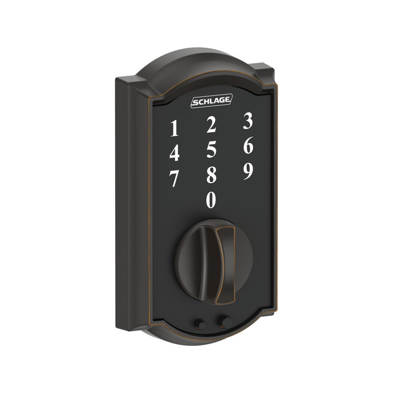 Schlage Touch Keyless Touchscreen Deadbolt with Camelot Trim, Aged Bronze