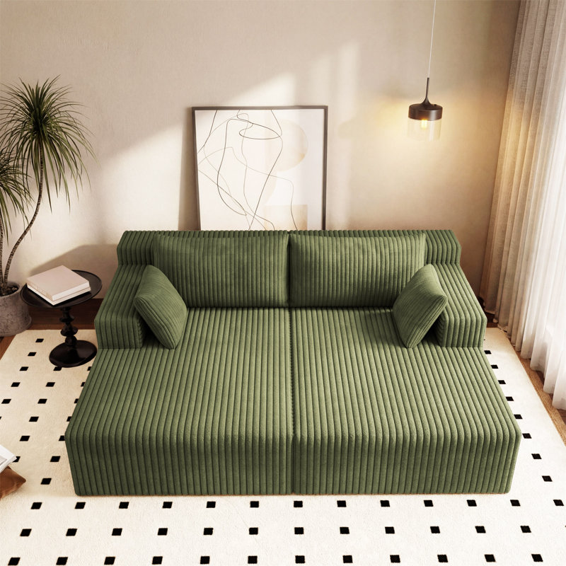 Canapé modulaire avec méridienne Cloud, Vert
