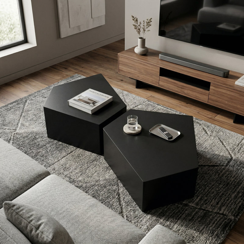 Ensemble de 2 tables basses gigognes irrégulières Pentagon