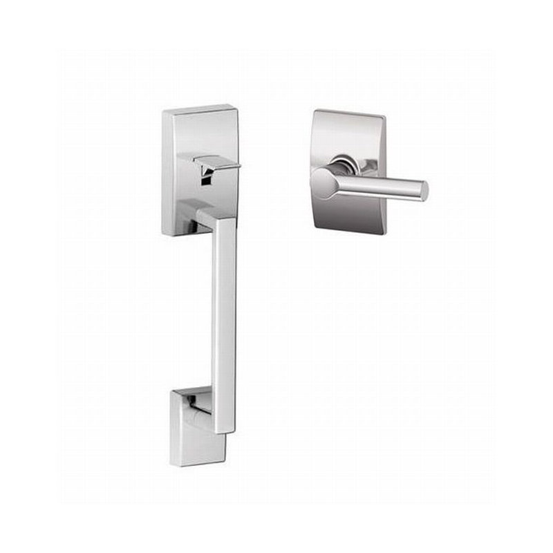 Century Lower Half Handleset with Broadway Door Lever (Deadbolt Sold Separately), Bright Chrome