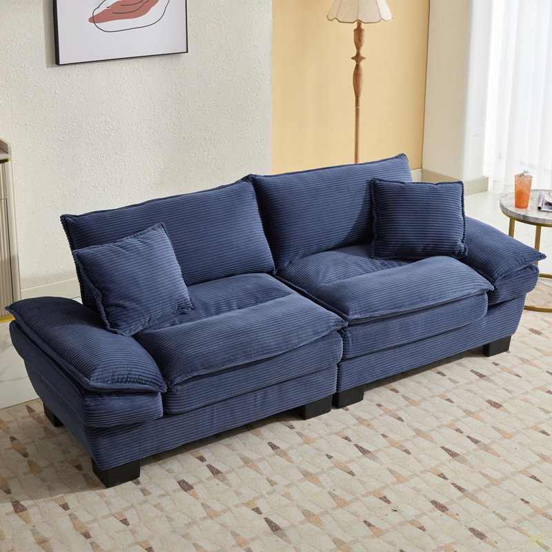 Canapé-lit Corduroy, Bleu