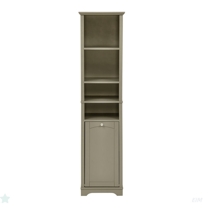 64" Tall Bathroom Storage Cabinet For Small Space, Floor Standing Cabinet For Living Room Bathroom Home Office Kitchen, 4 Adjustable Shelves & Laundry Hamper, Hidden Clothes Storage Space