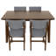 Ensemble de salle à manger 5 pièces Rustic - 1 table en bois massif + 4 chaises rembourrées-2084209274