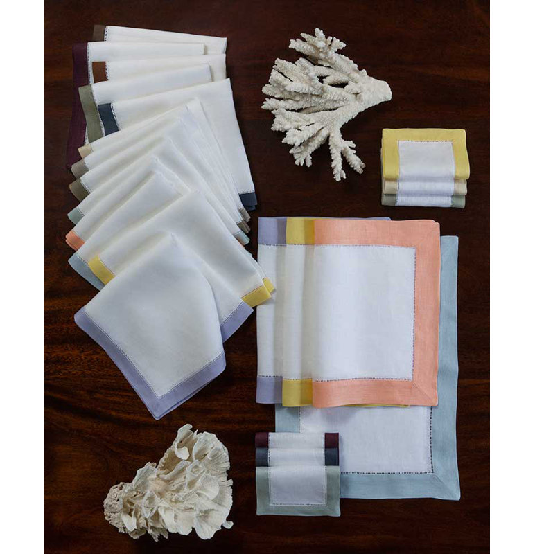 Filetto Rectangle Placemats, White/Silver