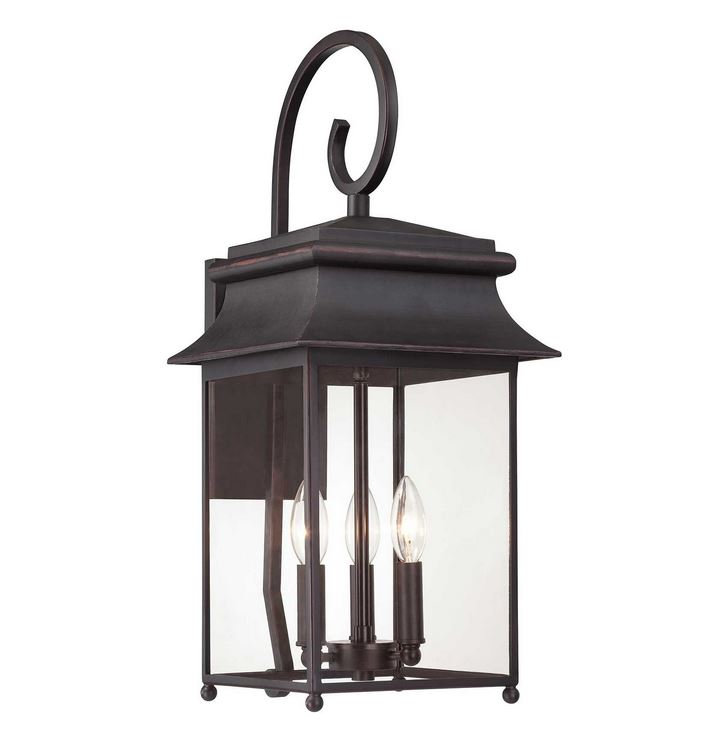 Lanterne murale d’extérieur 3 lumières scroll Hartzell, Grand