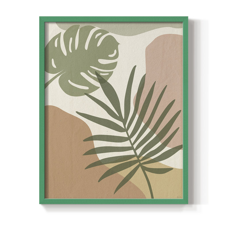 «Mid Century Palm I», reproduction encadrée - bois massif, Vert, H 30 po x l 24 po