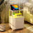 Bedside Table With Charging Station, LED Light And 2 Fabric Drawers