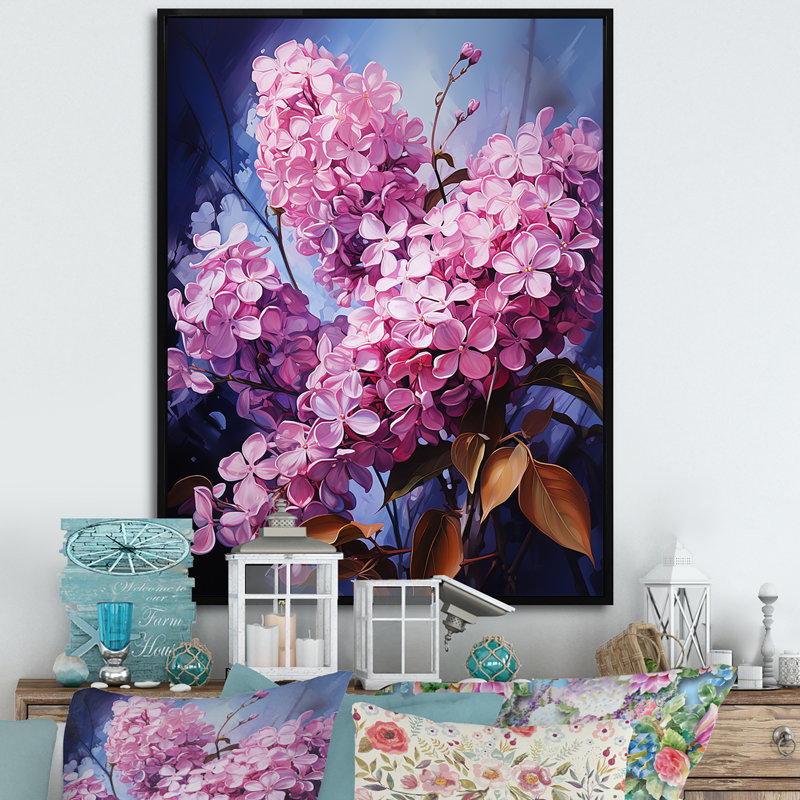 «Serenity Lilac Magic I» sur toile, H 32 po x l 16 po x P 1 po, Cadre flottant noir
