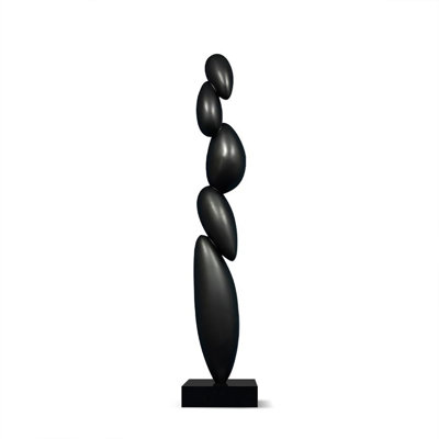 Black Free Form Glass Steel + Marble Decorative Object