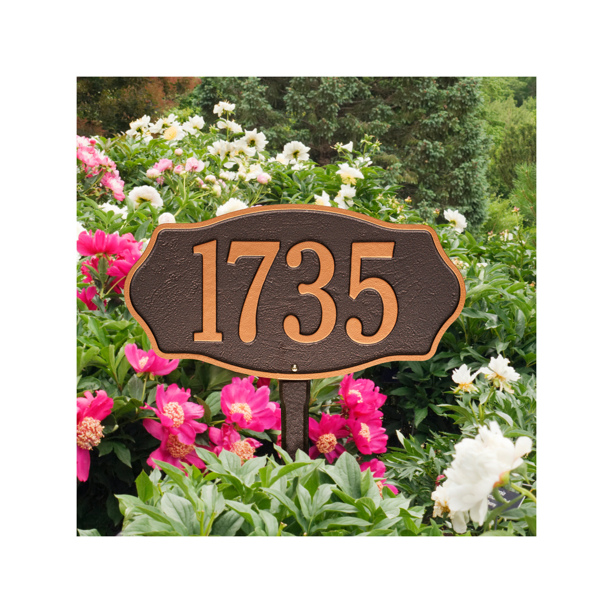 Hampshire 1-Line Lawn Address Sign, Antique Copper, Yes