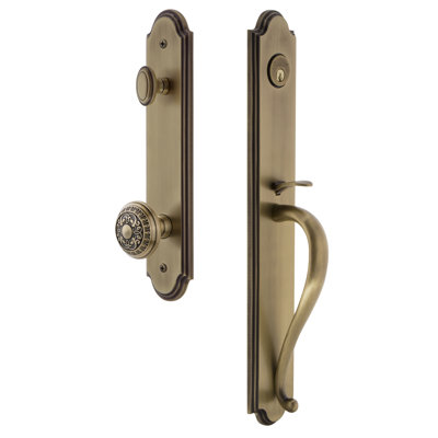 Arc Handleset with Single Cylinder Deadbolt and Windsor Door Knob and Rosette