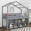 Lit mezzanine simple avec cadre de toit, étagère de rangement sous le lit-1303989718