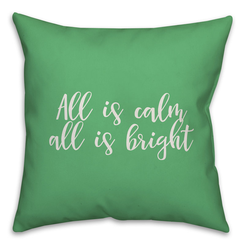  Coussin décoratif «All is Calm, All is Bright», Vert clair, Coussin décoratif